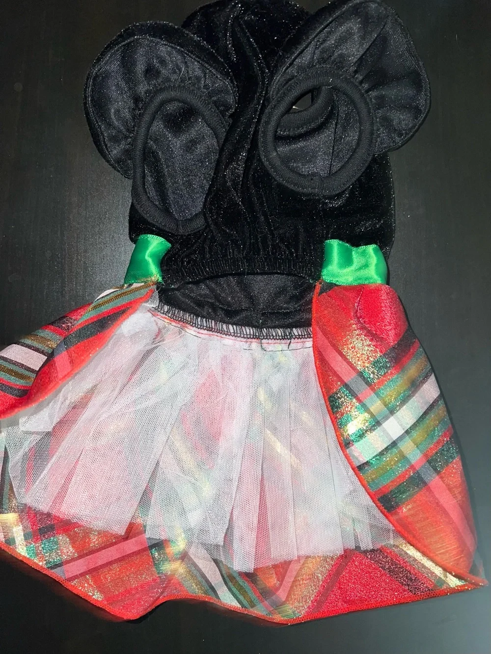 Deck the Paws 🐾 Holiday Plaid Pet Dress with Green Bow NWT